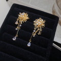Crystal Firework Flower Gold And Silver Tone Dangle Earrings view 7