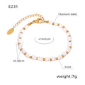 White Shell Disc Bead Bracelet Gold Accents Adjustable view 6