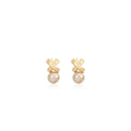 Crossed Gold Ribbon Champagne Pearl Look Stud Earrings view 5