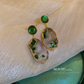 Two Style Green Irregular Openwork Dangle Earrings view 3