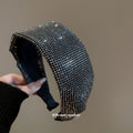 Wide Full Crystal Headband In Silver Gray Black Or Bright Silver view 4