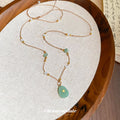 Green Teardrop Pendant and Star Charm Layered Necklace view 4