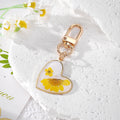 Heart Resin Daisy Keychains Gold Lobster Clasp 3 Colors view 4
