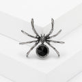Silver Tone Crystal Spider Brooch in Black and Blue view 3