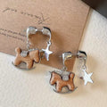 Silver Tone Horse Drop Earrings With Pearl Or Star Tops view 1