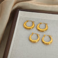 Gold Polished Thick U-Shape Chunky Hoop Earrings Pair view 4