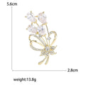Crystal Flower Bouquet Brooch With Bow in Two Finishes view 5