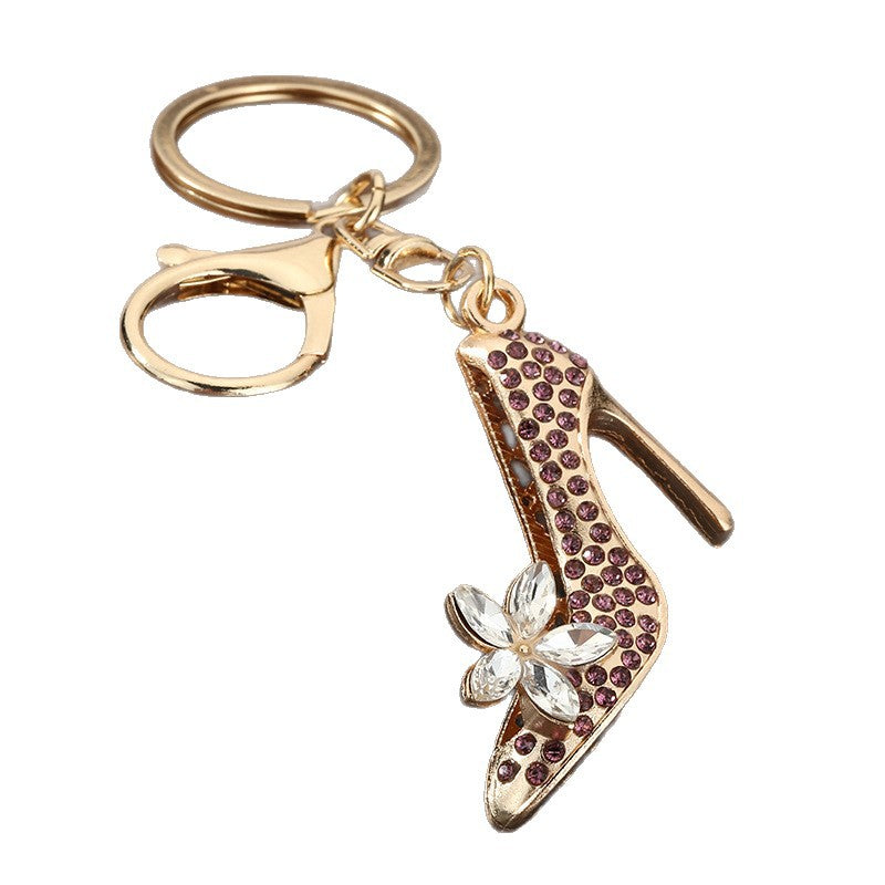 Rhinestone High Heel Crystal Keychain Zinc Alloy Bag Charm