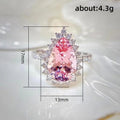 Silver Tone Pink Pear Crystal Halo Ring Sizes 6 to 10 view 5
