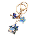 Gold-Tone Enamel House Charm Keychain with Mushroom and Flower view 5