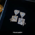 Geometric Crystal Bow Stud Earrings Statement Jewelry Design view 3