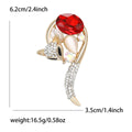 Crystal Fox With Red Stone Brooch With Polished Metal And Sculpted Decorative Details view 5