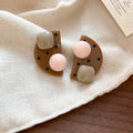 Color Block Resin Geometric Statement Stud Earrings view 6