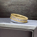 Beaded Edge Clear Stone Band In Gold And Silver Tones view 5