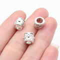 10x9x8.7mm 1.7g Antique Silver Zinc Alloy Carved Floral Round Large Hole Spacer Beads for Bracelets