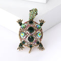 Rhinestone Turtle Brooch in Green Blue Silver Gold view 6