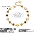 Gold Bezel Round Zircon Stainless Necklace Bracelet Earring Set view 10