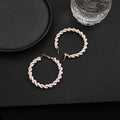 Twisted Pearl Bead Hoop Earrings Gold Tone Metal Frame view 3