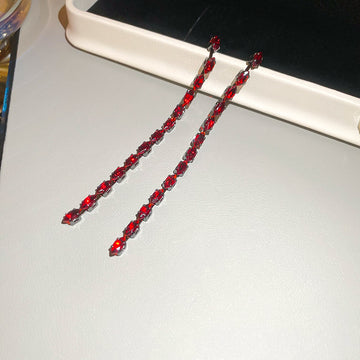 Crystal Linear Drop Earrings in Four Color Finishes