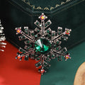 Dark Snowflake Brooch with Green Center Crystal Crystal Pin view 1