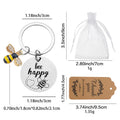 Bee Happy Round Disc Keychain Rhinestone Bee Charm view 3