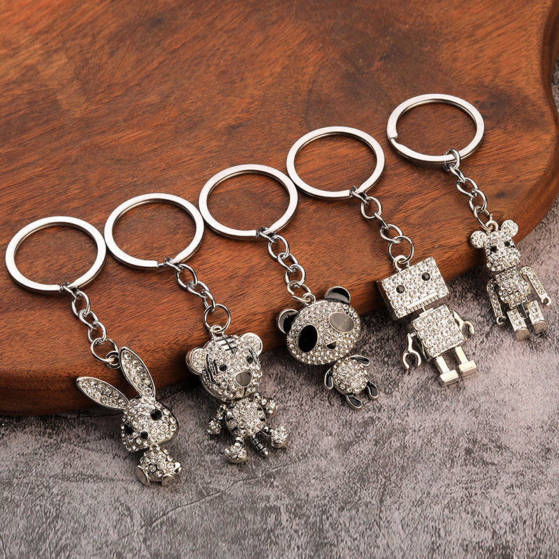 Creative Rhinestone Bear Alloy Keychain Fashion Bag Charm Accessory