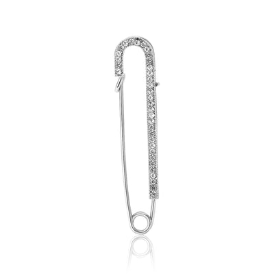 Crystal Safety Pin Brooch on white background