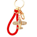 Jeweled Airplane Keychains in Gold and Silver with Braided Options view 5