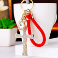 Jeweled Cross Keychains in Eight BV Colors plus One Plain Crystal Style view 6