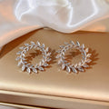 Gold and Silver Open Leaf Wreath Round Stud Earrings view 7
