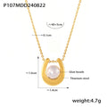 Heart Horseshoe Pearl Pendant Necklaces Gold Silver Tone view 7