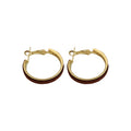 Gold Tone Hoop Earrings With Brown Velvet Wrap With Polished Metal Details view 5