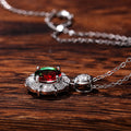 Silver Tone Floral Halo Multicolor Crystal Necklaces view 4