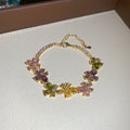Flower Zircon Bracelet and Open Ring Gold Silver Tones view 6