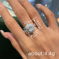Round Floral Cluster Halo Ring In Polished Silver Tone view 4
