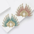Gold Tone Rhinestone Wing Brooch Blue Pink Crystal Styles view 2