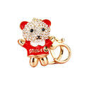 Jeweled Hugging Bear Keychains in Red and Blue Pictured Colors view 5
