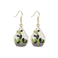 Gold Hook Enamel Plant Terrarium Dome Drop Earrings view 5