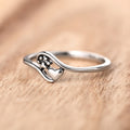Heart And Tree Motif Ultra-Slim Ring In Silver Tone view 3