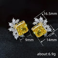 Yellow Square Center Marquise Halo Stud Earrings Alloy view 5