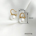 Gold Leverback Round Pearl Drop Earrings White Pearl view 4