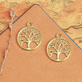 Round Tree of Life Metal Pendant Charm in Four Finishes view 2
