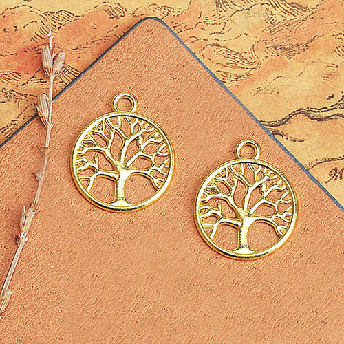 round tree of life charms in reverse and side view