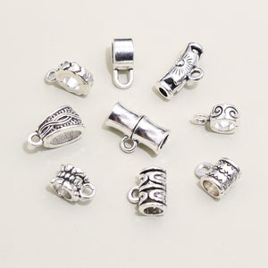 Antique Silver Tone Three Way Large Hole Connector Beads
