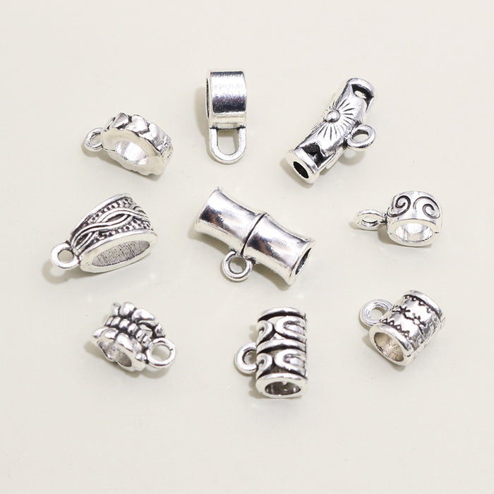 Antique Silver Tone Three Way Large Hole Connector Beads