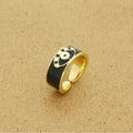 Gold Tone Wide Enamel Hamsa Evil Eye Adjustable Rings in Five Colors view 3