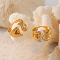Irregular Wave Open Ring With Rhinestone Edge Size 7 view 2