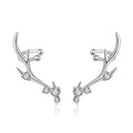 Silver Tone Antler Ear Climber Studs Clear Crystal Accents view 5