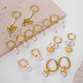 Freshwater Pearl Huggie Earrings Gold Steel Nine Styles view 2