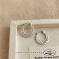 Silver-Tone Openwork Filigree Circular Hoop Earrings Pair view 4